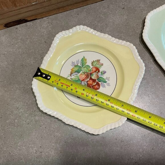 2 Vintage Johnson Bros Old English Plates With Fruit Pattern, Square Salad Plate - Picture 6 of 6